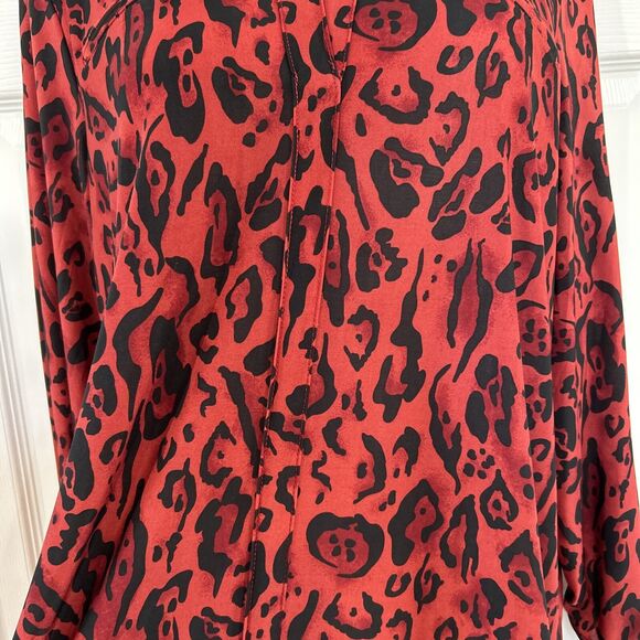 Lily Morgan Plus Size 1X Red Animal Print Tunic Top Stretch Knit - Picture 8 of 12